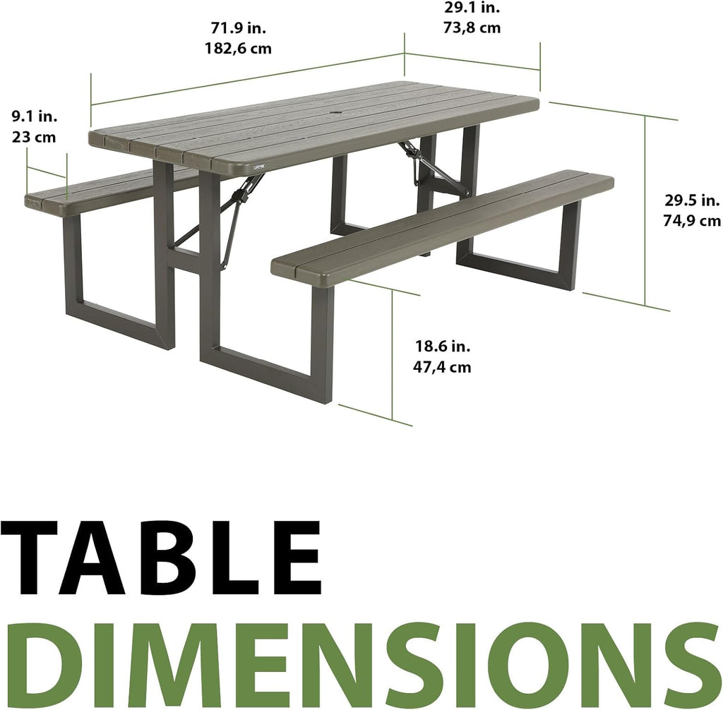 LIFETIME 6-Foot Craftsman Folding Picnic Table