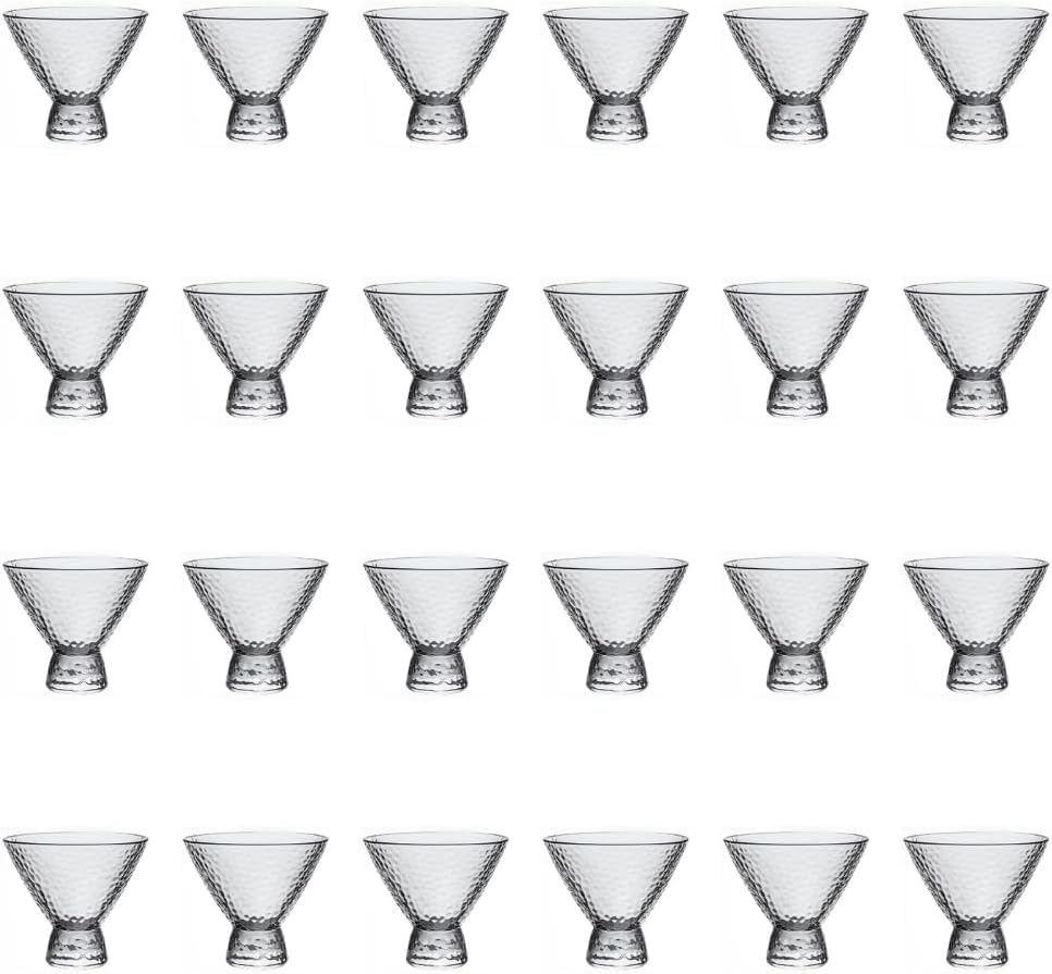 LEMONSODA Clear Hammered Martini Glass Set of 24 - Barware for Martini, Cosmopolitan, Manhattan, – Modern Handcrafted Barware for Home Entertaining - Textured 8.5oz (250ml)(2249)