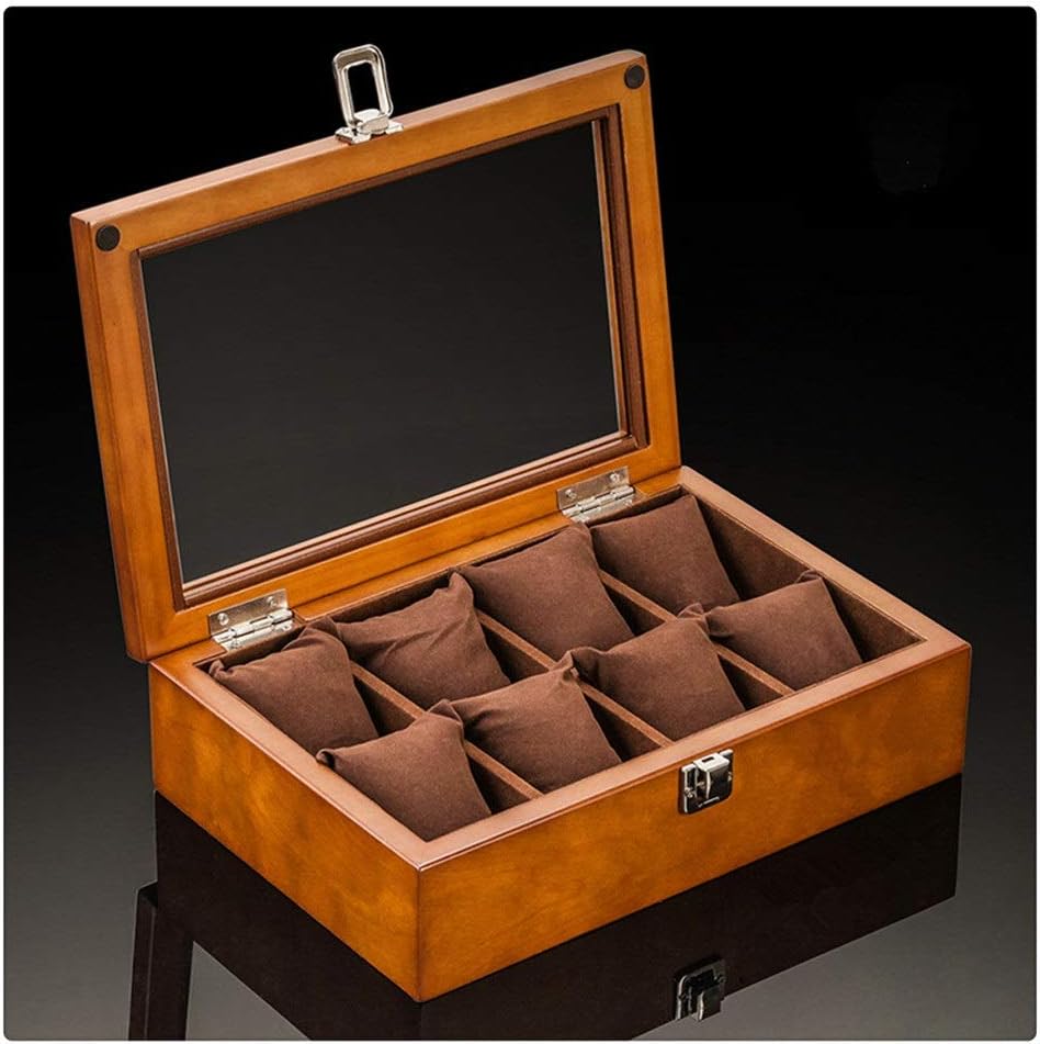 Wood Watch Display Box Organizer Black Top Watch Wooden Case Fashion Watch Storage Packing Gift Boxes Jewelry Case (Color : 12 Slots) (8 Slots)