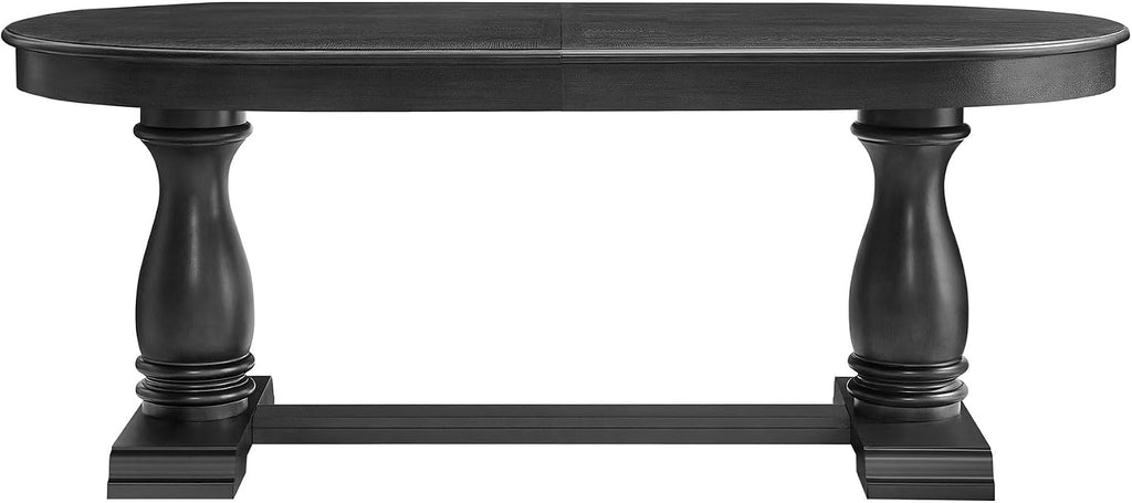 94.06'' Extendable Dining Table Rustic Wood Oval Dining Kitchen Dinner Table for 4-8, Modern Mid-Century for Living Room, Black