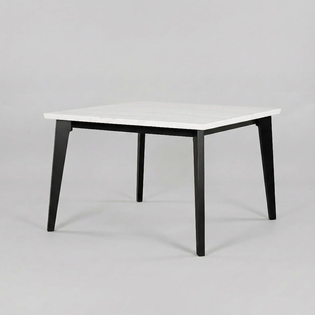 Furniture of America Isolde Contemporary 54-inch Marble Top Square Dining Table with Tapered Legs, Easy Assembly for Home Kitchen, Living Room, Dinettes, Black and White