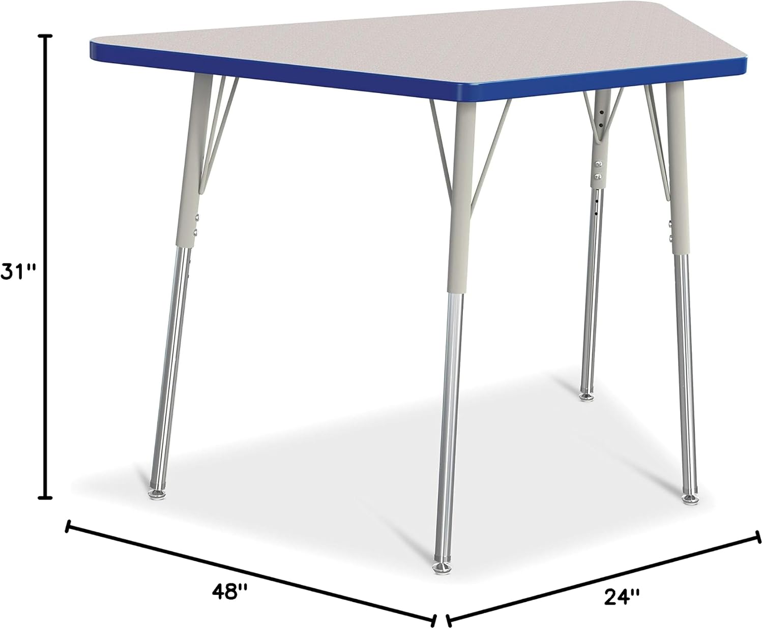 Jonti-Craft Berries 6438JCA003 Trapezoid Activity Tables, A-Height (24'-31' Adjustable Height), 24' x 48', Gray/Blue/Gray
