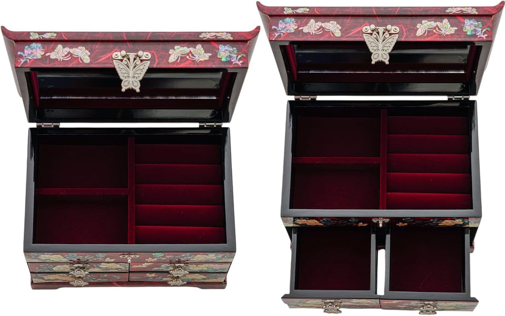 February Mountain Mother of Pearl Wooden Jewelry Organizer Box – Jewelry Storage Box for Women, Features Spacious Drawers, Ideal for Rings, Bracelets, Watches, Chains, Accessories