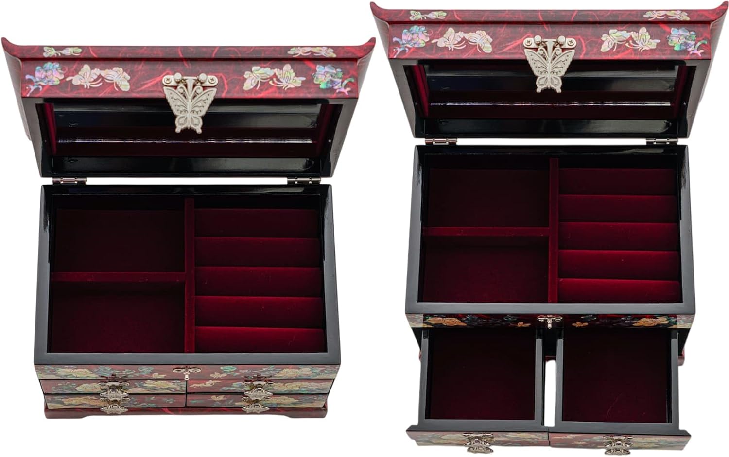 February Mountain Mother of Pearl Wooden Jewelry Organizer Box – Jewelry Storage Box for Women, Features Spacious Drawers, Ideal for Rings, Bracelets, Watches, Chains, Accessories