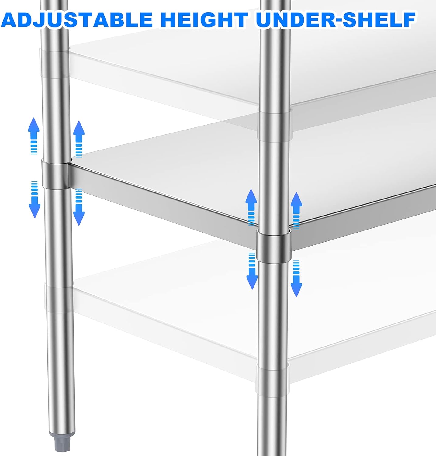 Stainless Steel Table for Prep & Work, 30x48 Inches, Metal Commercial Heavy Duty Table with Adjustable Under Shelf for Restaurant, Home and Hotel