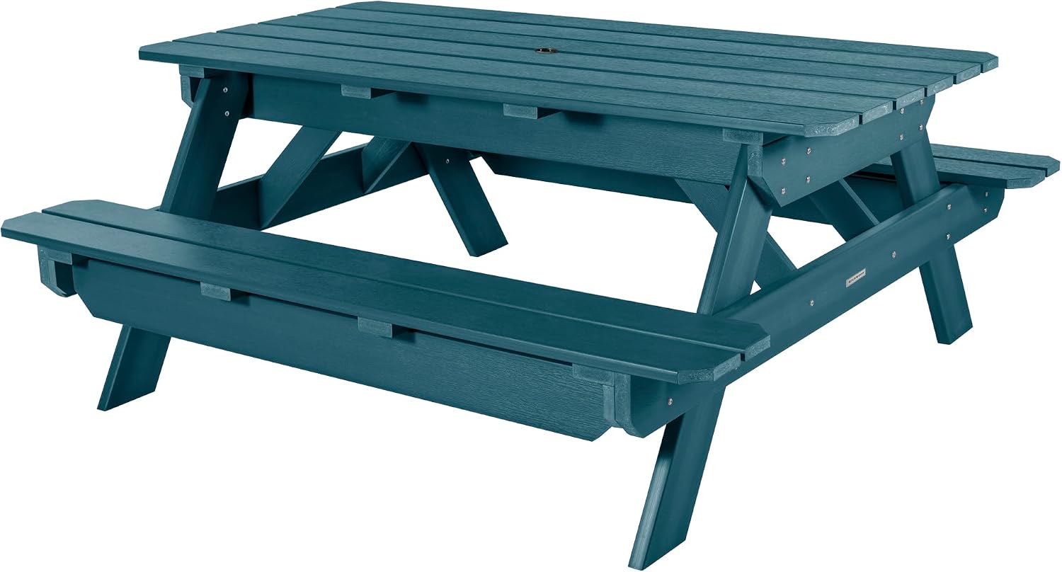Highwood Hometown Picnic Table, 6 Foot, Nanatucket Blue