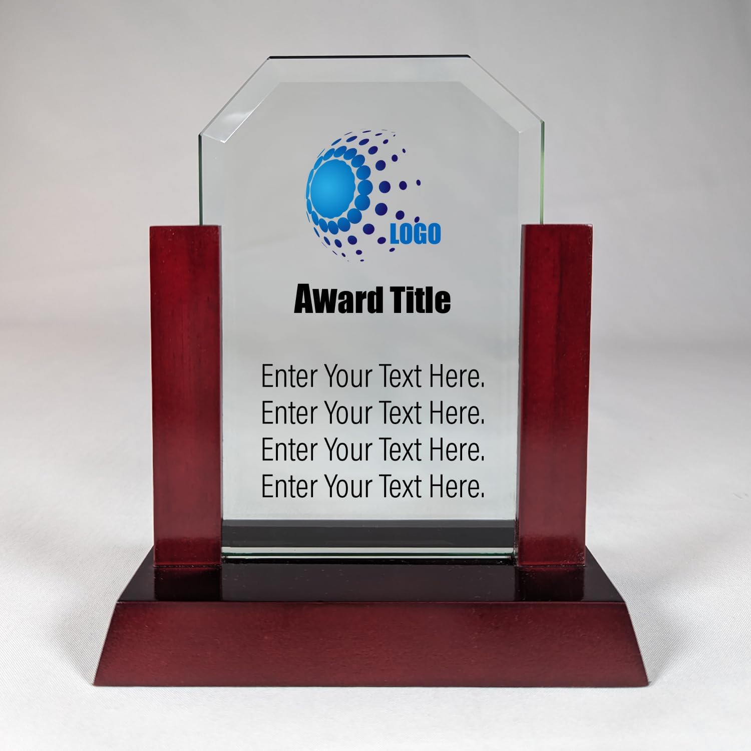 Personalized Jade Acrylic Award- Recognition Award for Employee of the Month, Employee Appreciation, Thank You Gifts, Work Gifts, Custom Trophies for Men (Gateway Jade Clip Corner Glass Award with Rosewood Finish Base)