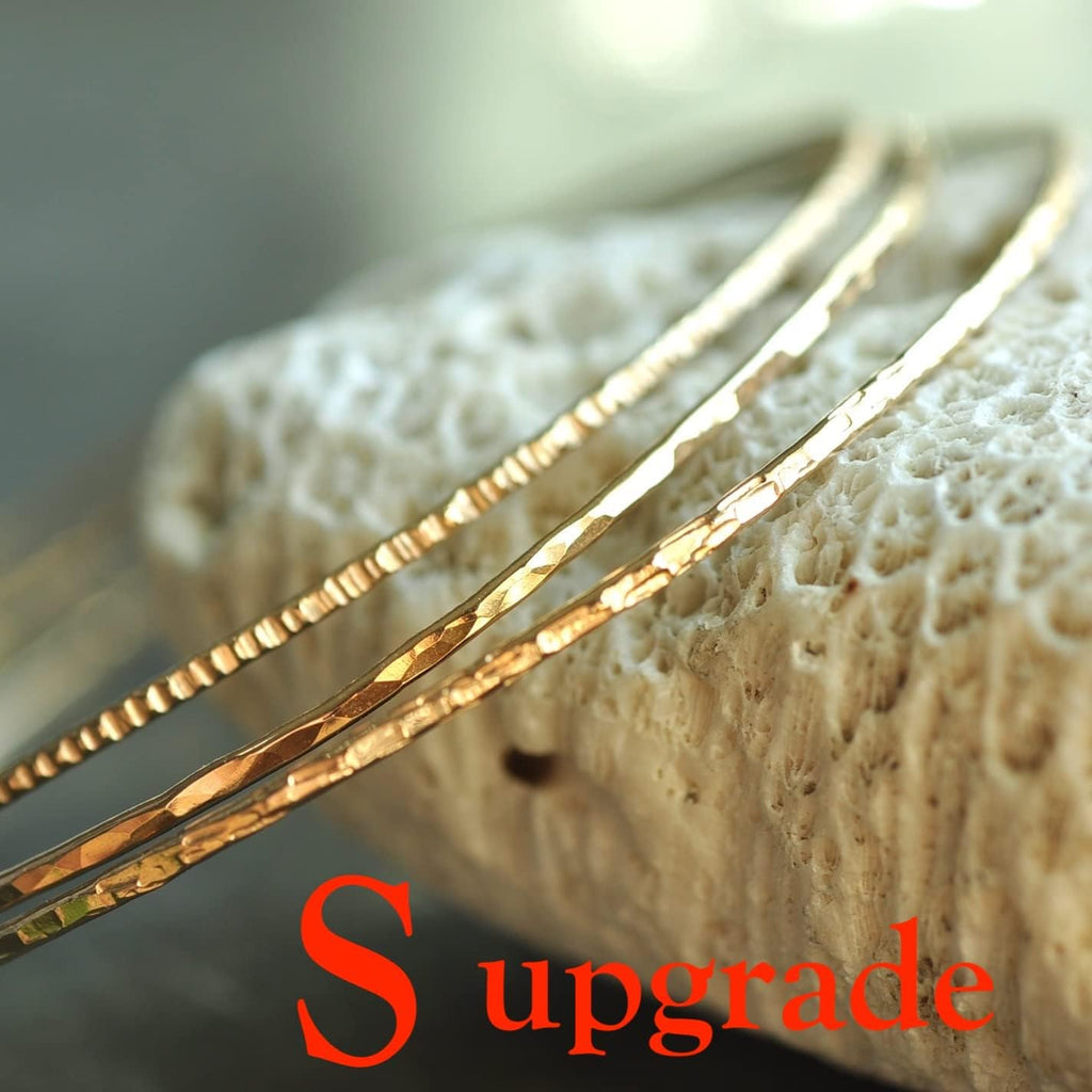 14k gold filled Bangles hammered slip on set of 3 textures, Mu-Yin Jewelry Handmade in USA