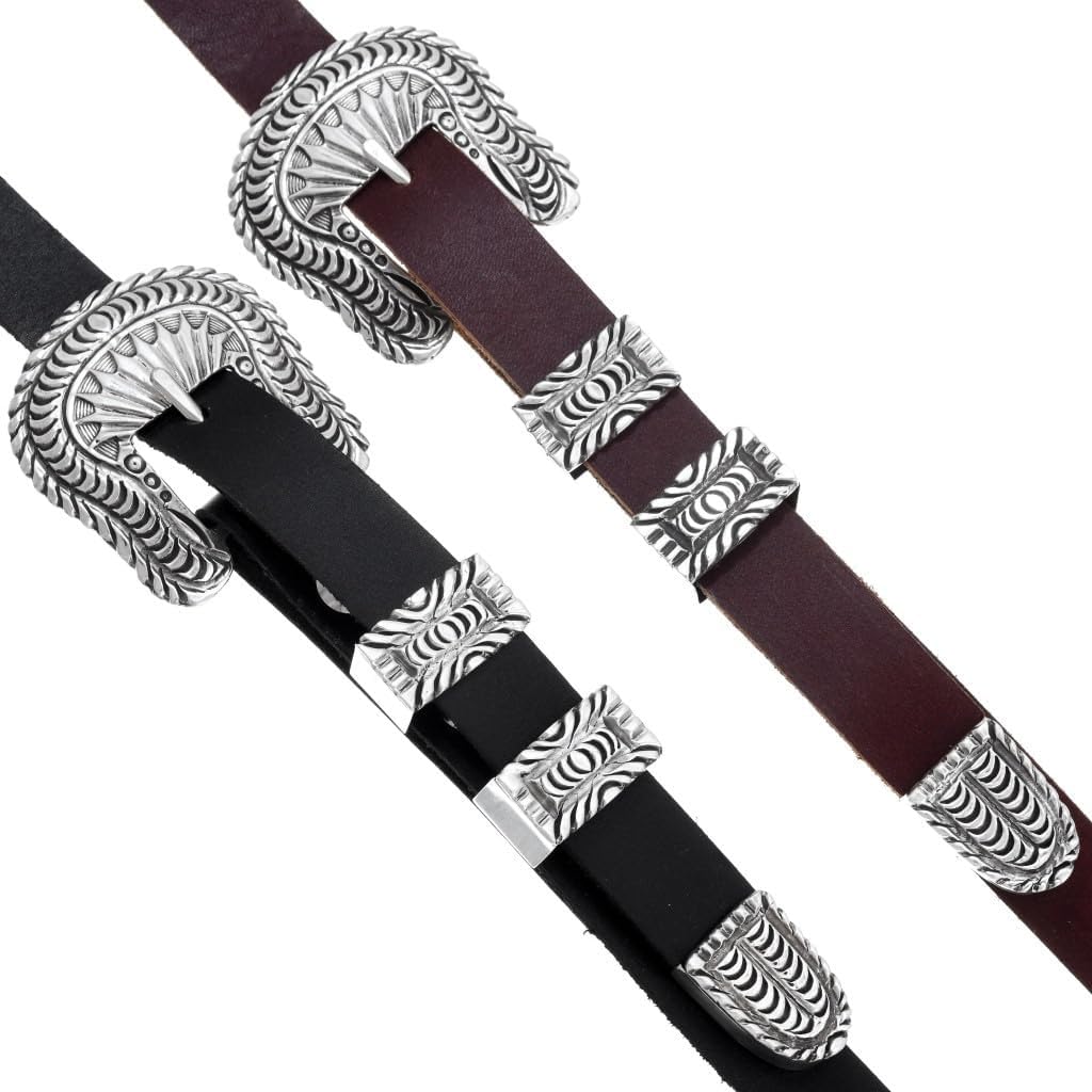 Alltribes Navajo Hammered Sterling Silver Ranger Belt Buckle Set Four Piece Accessory 0118