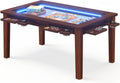 Haddockway Solid Wood Board Game Table with Colorful Led Lights, Dining/Gaming Table for 4-6 Players with Charge Station,Removable Top, Play Mat, 6 Cup Holders & Trays (Warm Walnut)