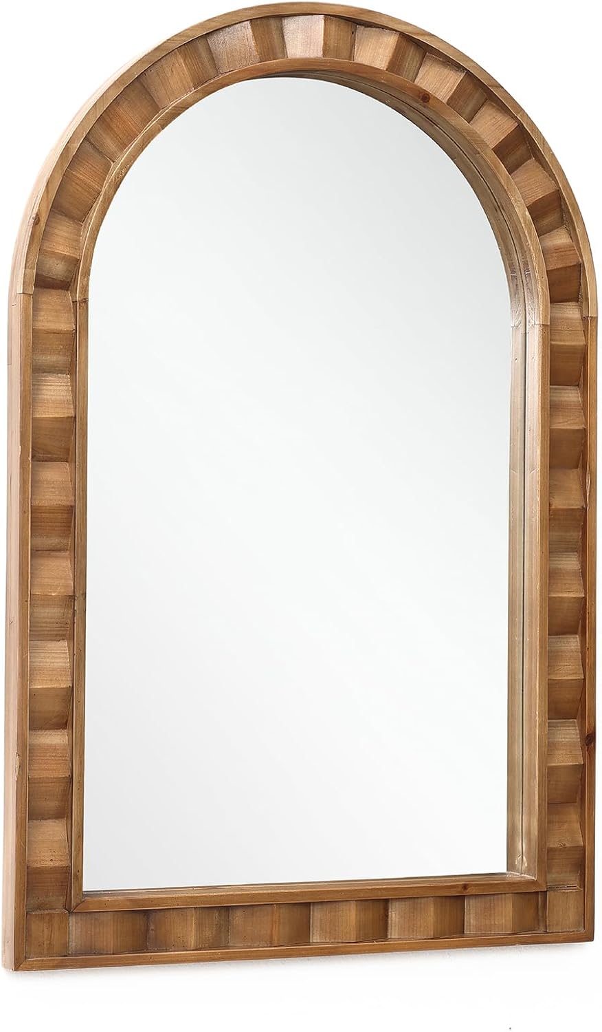LuxenHome Arched Wall Mirror, 30.4'x18.5' Solid Wood Framed Rustic Farmhouse Decorative Wooden Mirrors, Wall Mounted Hanging Accent Entryway Mirror for Bathroom, Living Room, Bedroom Home Decor