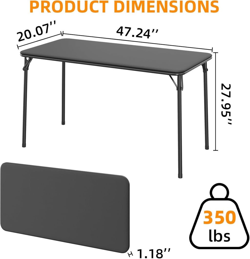 Garvee Portable Folding Table and Chairs Set with Metal Legs and Thicken Padded Cushion, No Assembly Required, for Events, Dining Room, Living Room, Office, Camping,