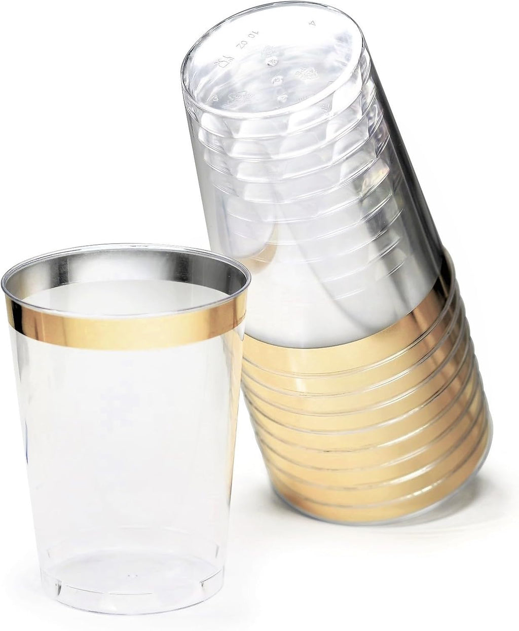 ' OCCASIONS ' 640pcs set (80 Guests)-Heavyweight Wedding Party Disposable Plastic Plate Set -80 x 10.25'' + 80 x 7.5'' + Silverware + Cups + Napkins (Rochelle White and Gold)