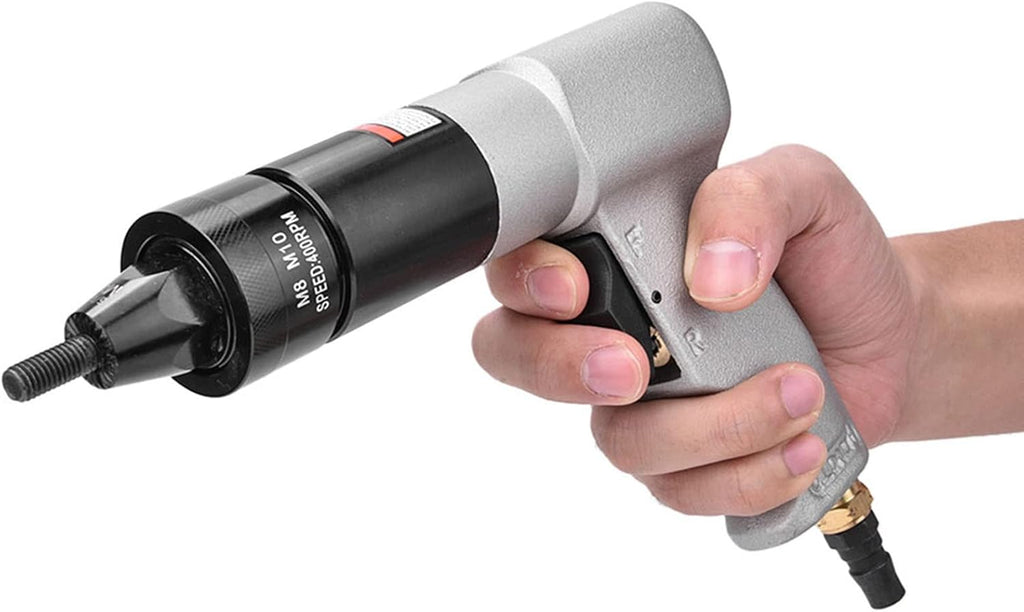 Air Rivet Gun, Metal 1/4 Inlet Port Pneumatic Riveting Gun Pull Nut Automatic Air Riveter Nut Gun Tool 220x180mm (M8/M10 KP-7323)