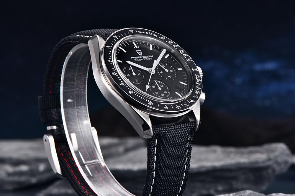 Pagani Design 1701 Men's Watch, Chronograph, VK63 Japanese Quartz Movement, Stainless Steel Bracelet, Water Resistant to 330 Feet (100 Meters), Sapphire Glass Wristwatch.