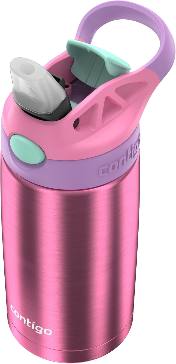 Contigo Autospout Water Bottle with Straw 13 oz Azalea/Pansy (Pack of 4)