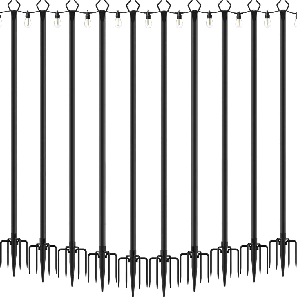 NUERPO 10 Pack String Light Poles,Metal Poles for Hanging Outdoor Light Strings,10 Pack 10 FT Light Poles Stand for Outside Garden,Patio,Wedding,Backyard,Deck,Party