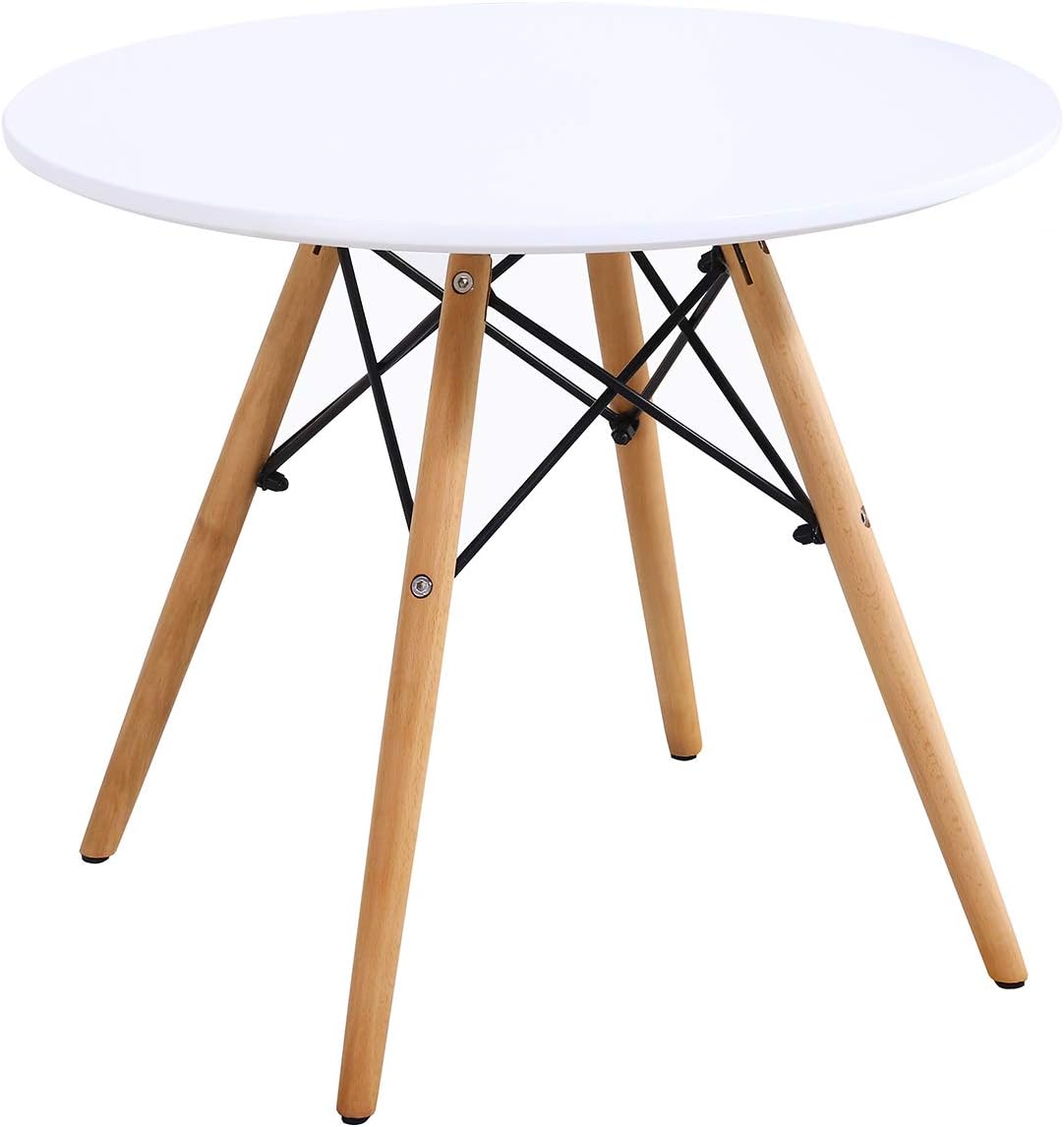 Costzon Kids Table and Chair Set, 5 PCS Mid-Century Modern Style Kids Desk Set w/Wood Legs, Iron Frame for Dining Drawing Playing & Strong Bearing Capacity, Toddler Table and Chairs (White)