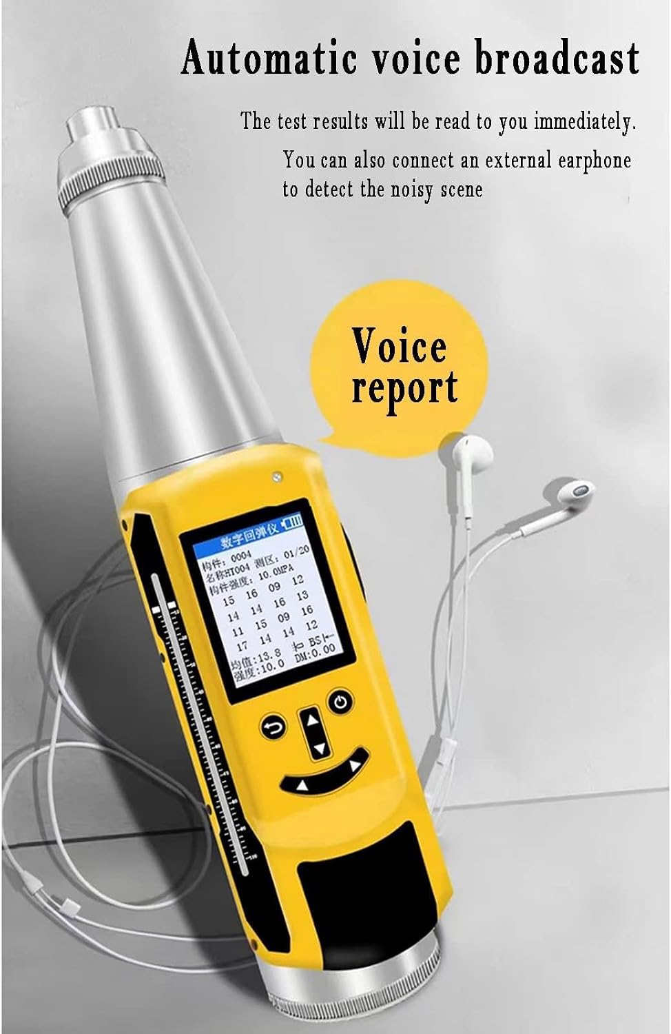 Concrete Rebound Hammer Tester, Resiliometer Test Meter Tool Within The Scope of 1450.38psi-8702.26psi (10-60Mpa) with Wireless Printer, Support Data Export and Voice Broadcast