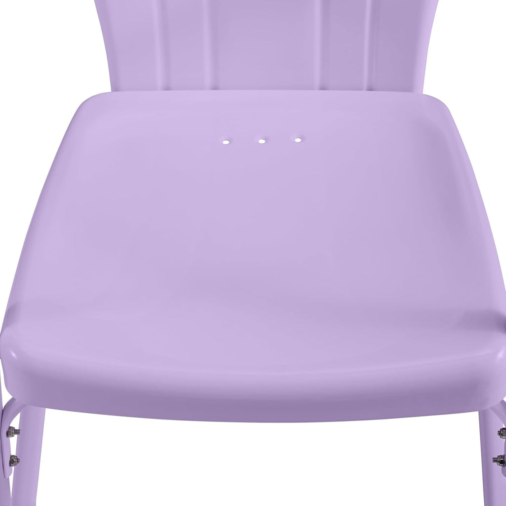Crosley Furniture Tulip 5-Piece Outdoor Dining Set for 4, Vintage Retro Metal Round Patio Table and Chairs, Lavender Gloss/White Satin