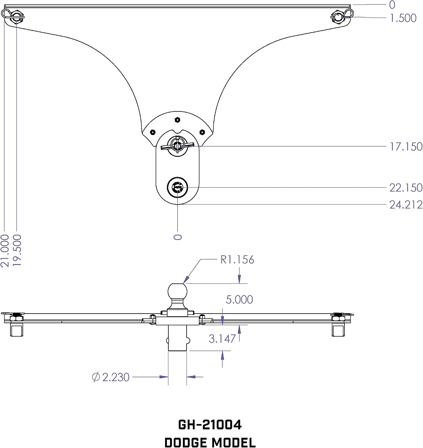 GEN-Y Hitch GH-21004 GoosePuck 5' Offset Ball-Puck Mount for Dodge 25K Towing (with STD Ball Assy and 101571)