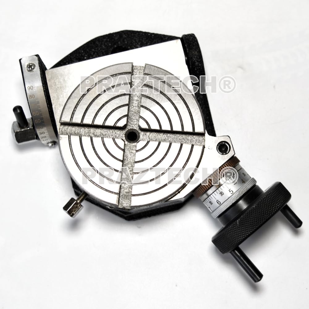 PRAZTECH® 4' (100mm) Precision Tilting Rotary Table for Milling Machines | 4 Slots | Tilts between 0-90 Degrees easy lock | Workshop Milling Accessories Tool DIY | Premium Finish