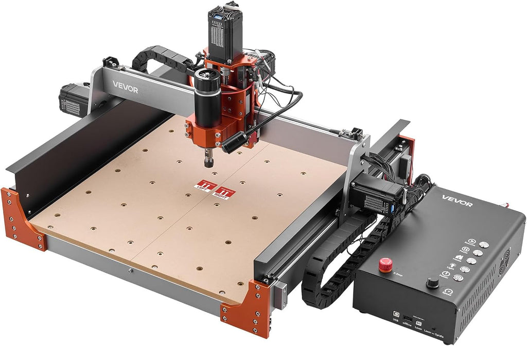 VEVOR CNC Router Machine, 500W Spindle, 3-Axis Wood Engraving Milling Machine, with Dual Linear Rails & Ball Screw, 15.75 x 15.75 x 3.74 in Working Area, Trim Router, for Wood Acrylic Carving Cutting