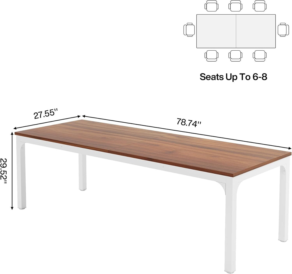 Tribesigns 6.5FT Conference Table, 78.7-Inch Rectangle Meeting Seminar Table, Large Business Tables for 6-8 People (Only Table) (Walnut+White)