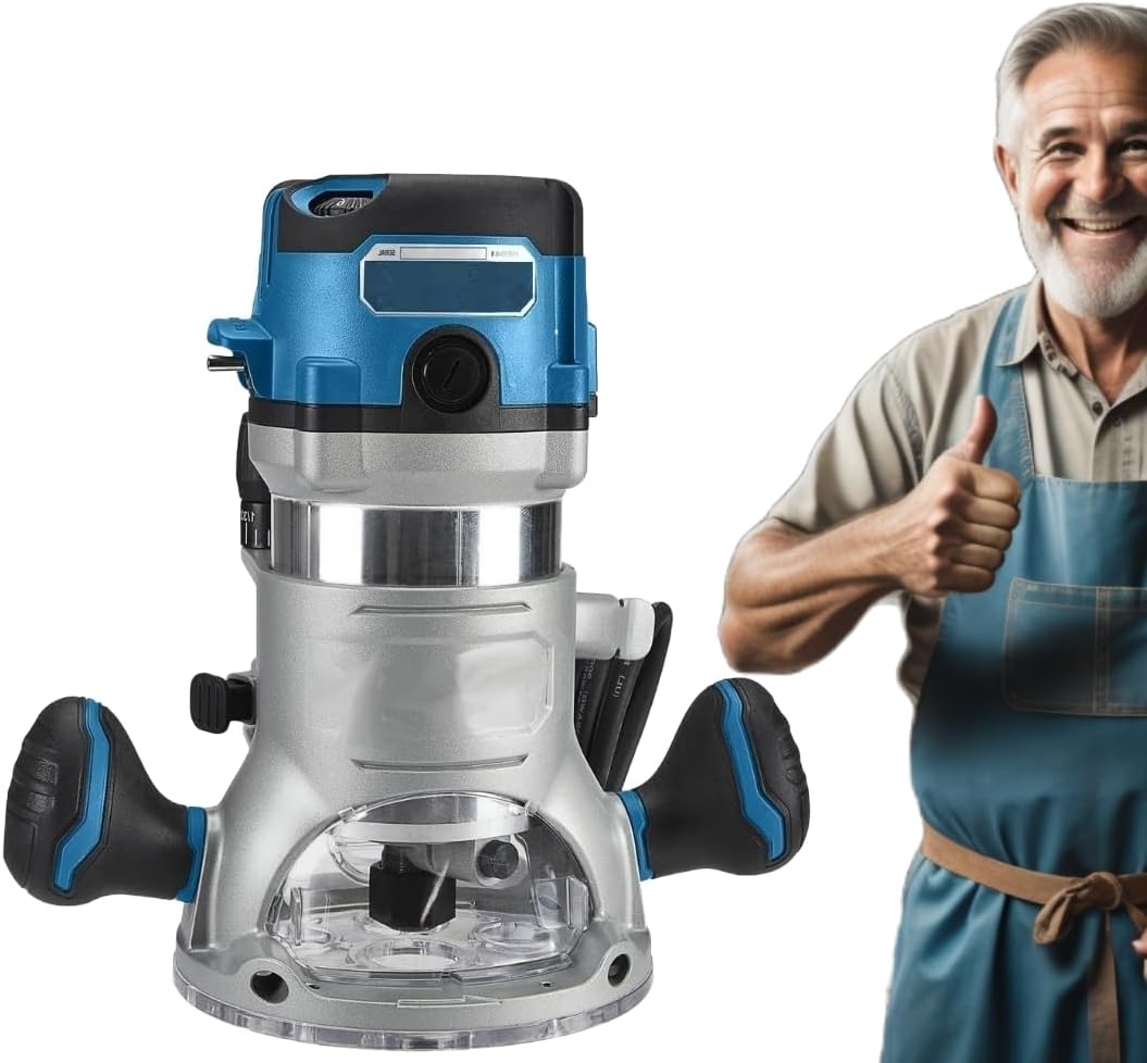 Fits Hercules 2-1/4 HP (Max), Corded 12 Amp Variable Speed Fixed Base Router with Plunge Base Kit - 10,000 to 25,000 RPM, Accepts Router Bits with 1/4 in. or 1/2 in. Shanks, LED light, Rubberized Grip