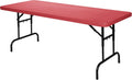OEF Furnishings OEFBTA-3072-40 Adjustable-Height Commercial-Grade Premium Industrial Folding Table, 6-Foot Pedestal-Leg Design with 17-Gauge Steel Frame and Thick Double-Wall Top (72' × 30', Red Top)