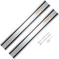 POWERTEC 110' Track Saw Guide Rail Joining Set for Milwaukee Track Saws - Includes 2x55' Aluminum Extruded Rails and Connectors for Woodworking Projects, 71871