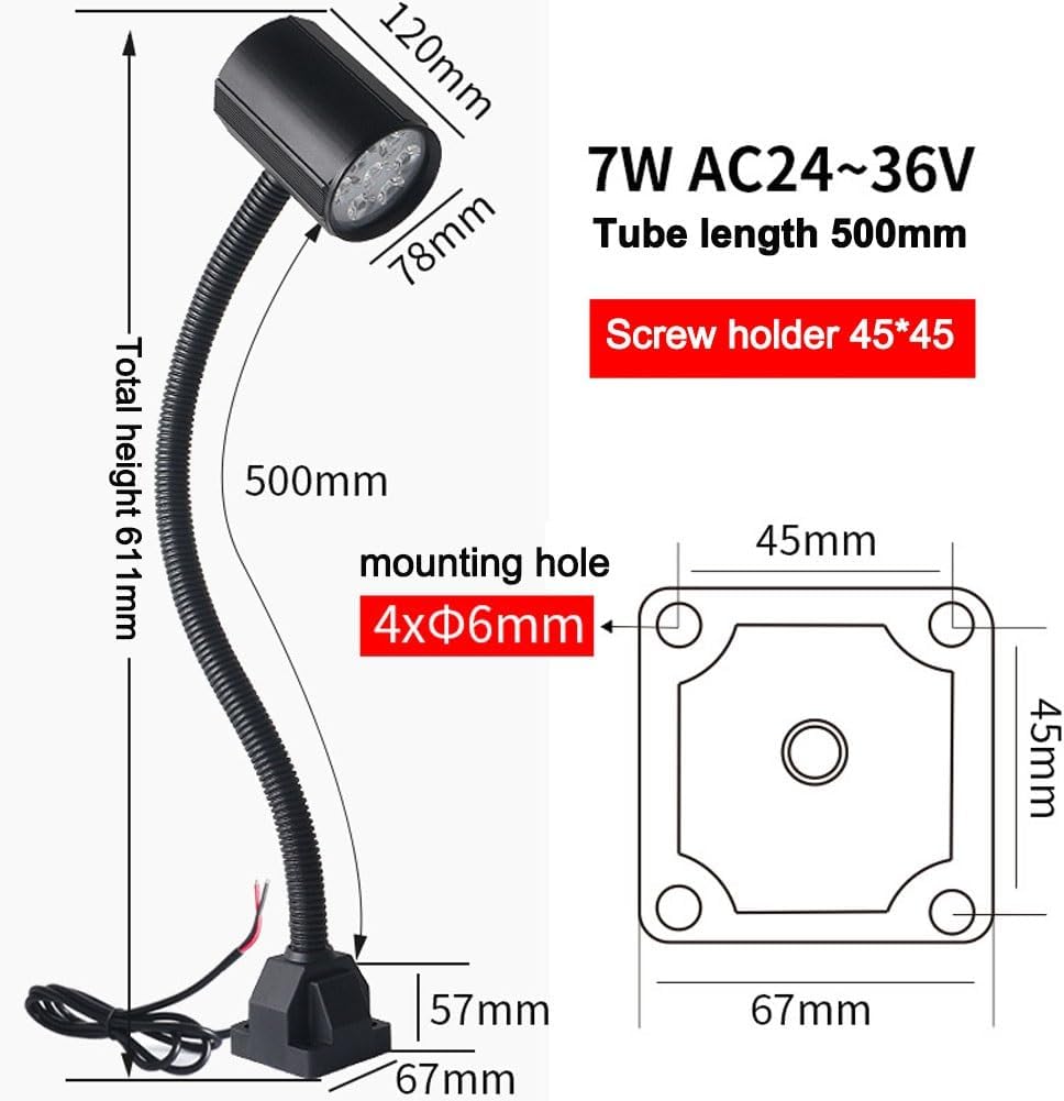 Led Work Lights for Mechanics,LED Machine Tool Work Lights 24V110V220V Switch Strong Magnetic seat high-Power Machine Equipment Desk Lamps(7W 24-36V Screw Holders)