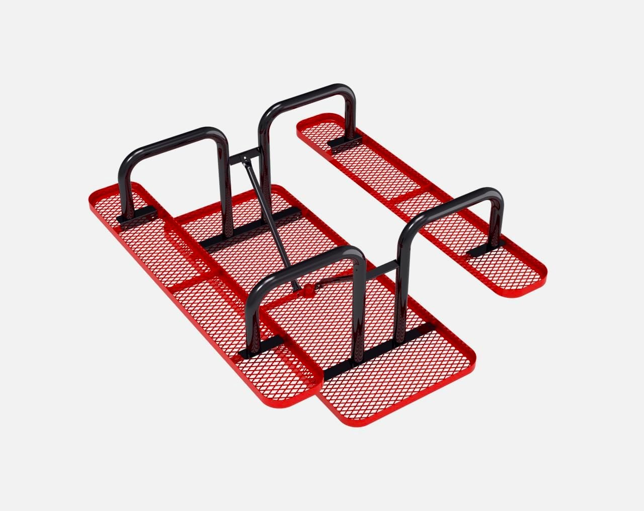 Heavy Duty 6' Rectangular Picnic Table, Expanded Metal, (72' Long) (Red)