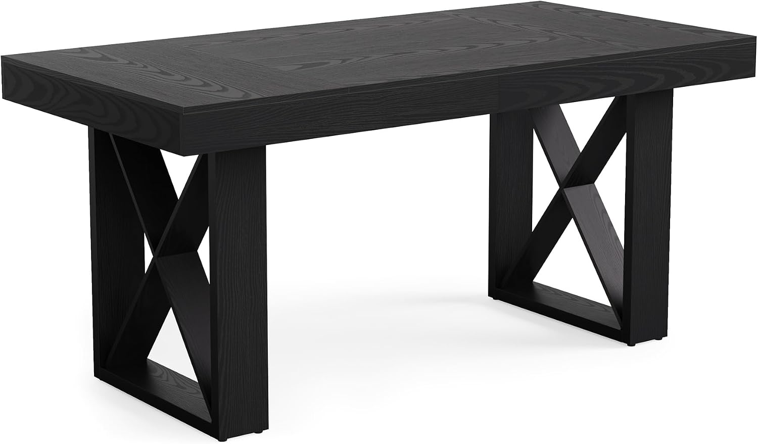 LITTLE TREE Dining Table for 4 People, 63-Inch Farmhouse Rectangle Kitchen Dinner Table for Dining Room, Kitchen, Living Room, Black
