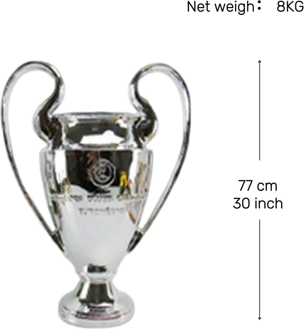 European Champion Football Trophy, Resin St. Bernard League Replica Award Cup, Silver with Blue Ribbons for Sport Fan League Team (77cm/30 inches), LG202407061735
