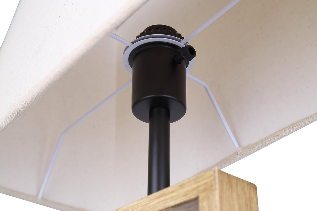 Canarm Burke Table Lamp 26-Inch Modern Rustic Matte Black and Wood Finish with On-Off Switch on Base Ideal for Living Room and Bedroom Accent Lighting