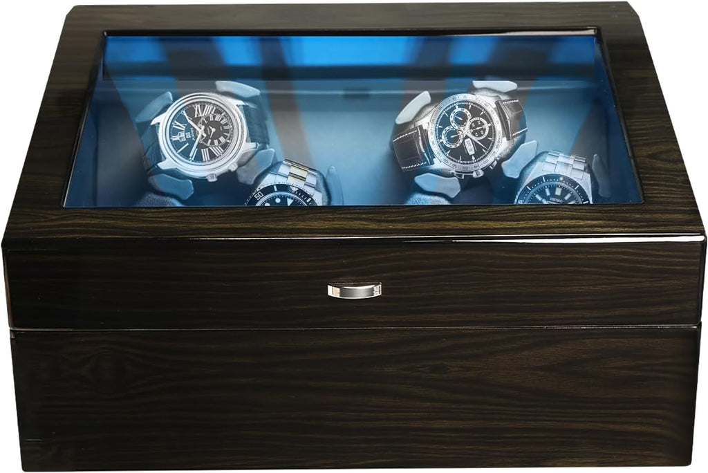 Watch Winder for Automatic Watches, Automatic Watches with Watches Storages, Automatic Watch Winder with Blue Backlight and Foam Pad, 4 Rotation Modes Rotating Watch Box