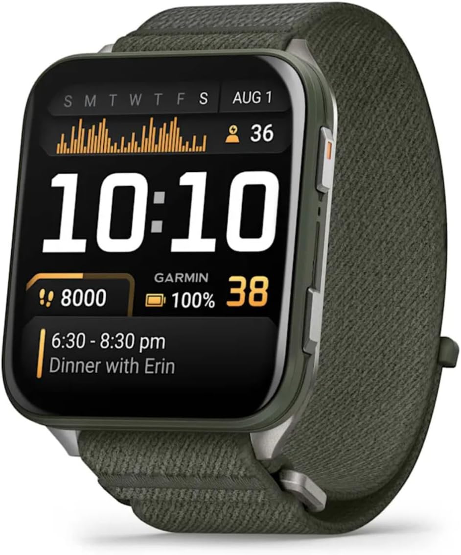 Garmin Venu X1 Moss with Titanium Caseback and Moss ComfortFit Band Bundle with Storage Case and Smartwatch Accessory (3 Items)