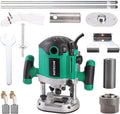 Hoteche 2100W Wood Router, 8000-23500RPM, 0-55MM Depth, 1/2' Collet, Aluminum Base with Complete Accessories