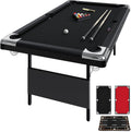 7 Foot Pool Table for Family, Foldable No Assembly Pool Table with Balls, Cues, Chalk, Rack & Brush, Portable Billiards Game Table for Apartment, Basement, Office & Game Room