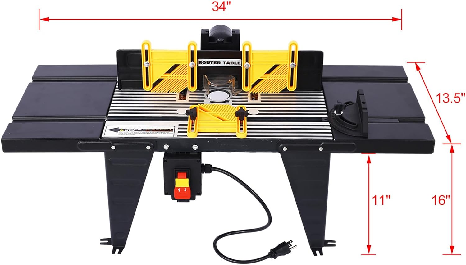 Electric Benchtop Router Table - Universal Benchtop Router Tables Top with Steel Stand, Adjustable Fence, Woodworking Craftsman Tool with Spacious Work Surface, Safety Guard, and Durable Construction