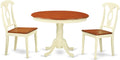 East West Furniture HLKE3-BMK-W 3 Piece Kitchen Table Set for Small Spaces Contains a Round Dining Room Table with Pedestal and 2 Solid Wood Seat Chairs, 42x42 Inch, Buttermilk & Cherry