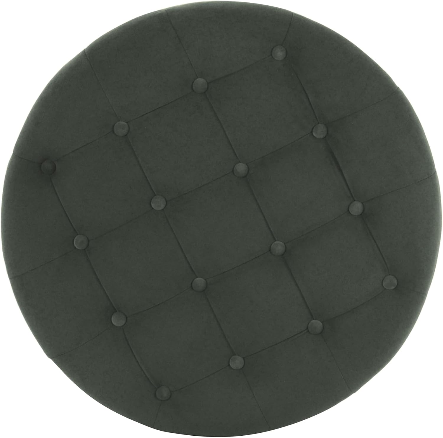 HomePop Home Decor | Large Button Tufted Velvet Round Storage Ottoman | Ottoman with Storage for Living Room & Bedroom, Loden Green Velvet, 28'