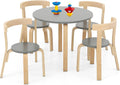 HONEY JOY Kids Table and Chair Set, Bentwood Toddler Round Table and 4 Chairs for Craft Art, Building Block, 5-Piece Children Furniture Set for Daycare, Kindergarten, Playroom (Gray)
