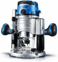 12 Amp Variable-Speed Fixed Base Router with Plunge Base Kit (HE041), 10,000–25,000 RPM, Soft Start, Microfine Depth Control – Compatible with HERCULES Routers