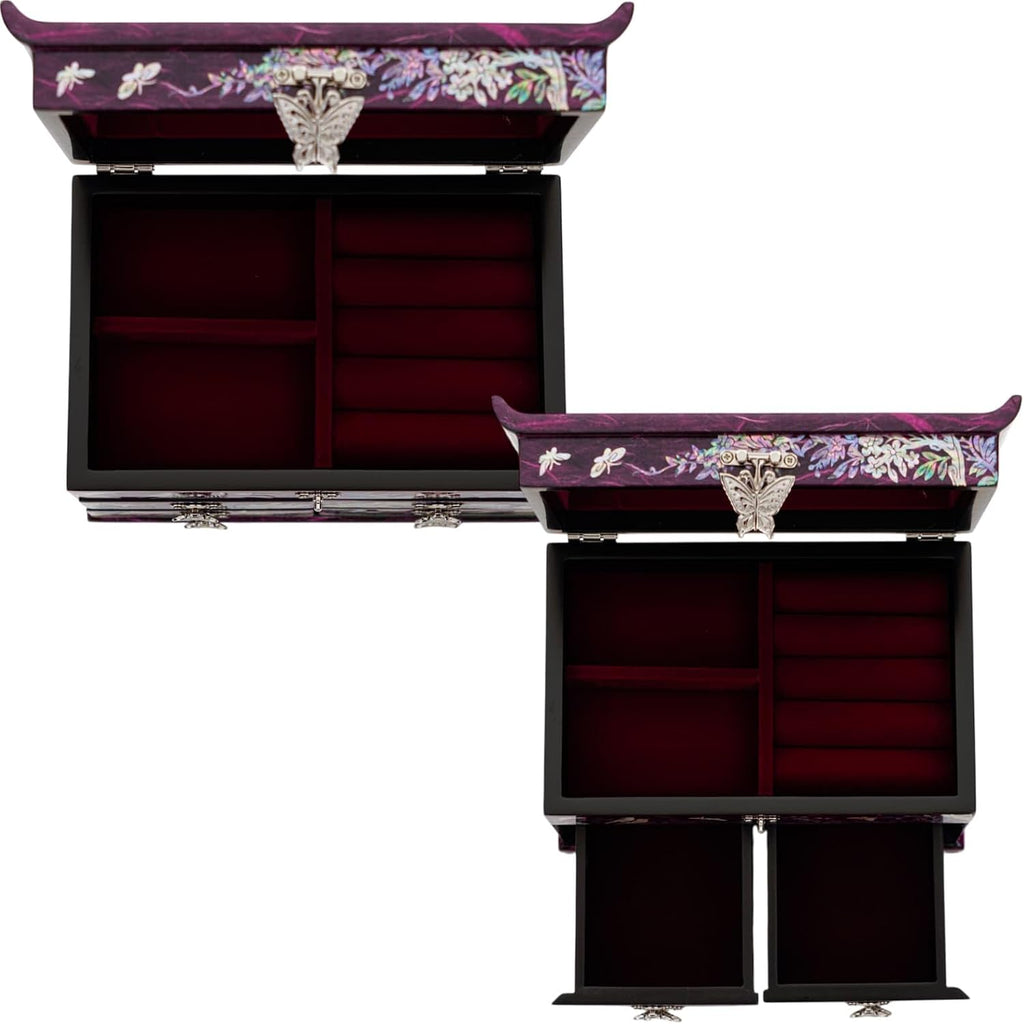 February Mountain Mother of Pearl Jewelry Box – Elegant Korean Jewelry Organizer with Velvet Lining, Unique Christmas Gift for Women, Mom, and Grandma, Decorative Keepsake Box for Rings and Treasures