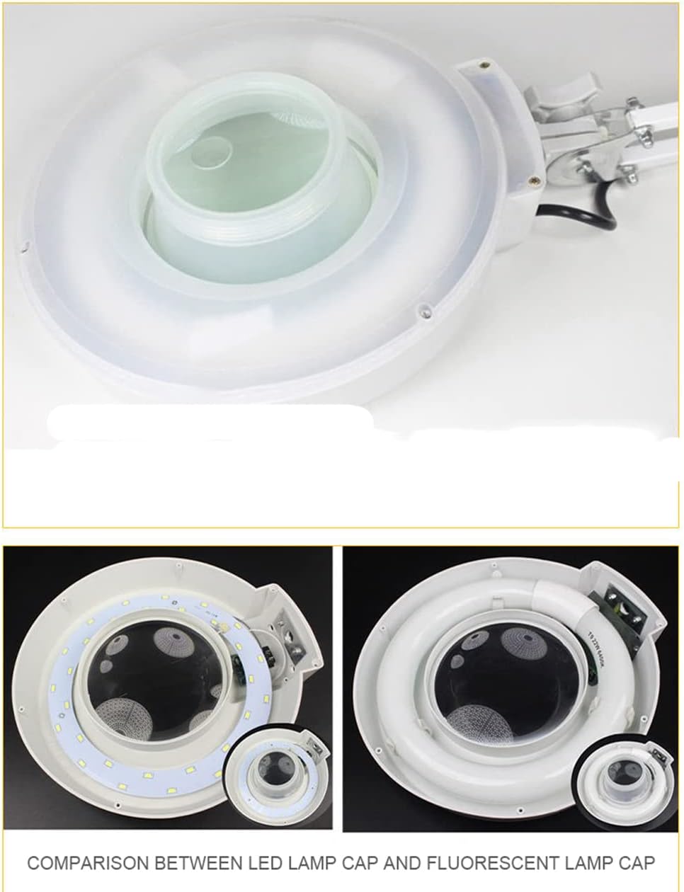 LED Magnifying Desk Lamp 15X Magnifier Light White Glass Super Bright Adjustable Desktop Lamp for Reading Desk Table Craft Task Workbench