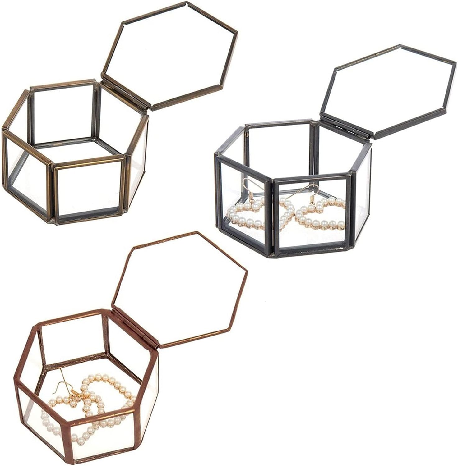 Jewelry Storage Box Ornaments Jewel Casket Wedding Ring Container Desktop Display Tabletop Succulent Plants Decor
