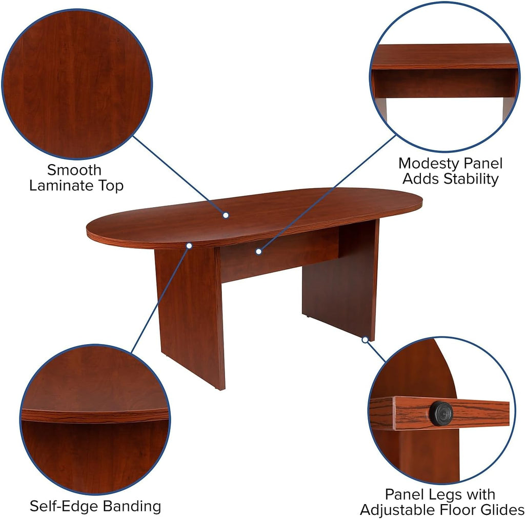 Flash Furniture Jones 6 Foot (72 inch) Oval Conference Table in Cherry