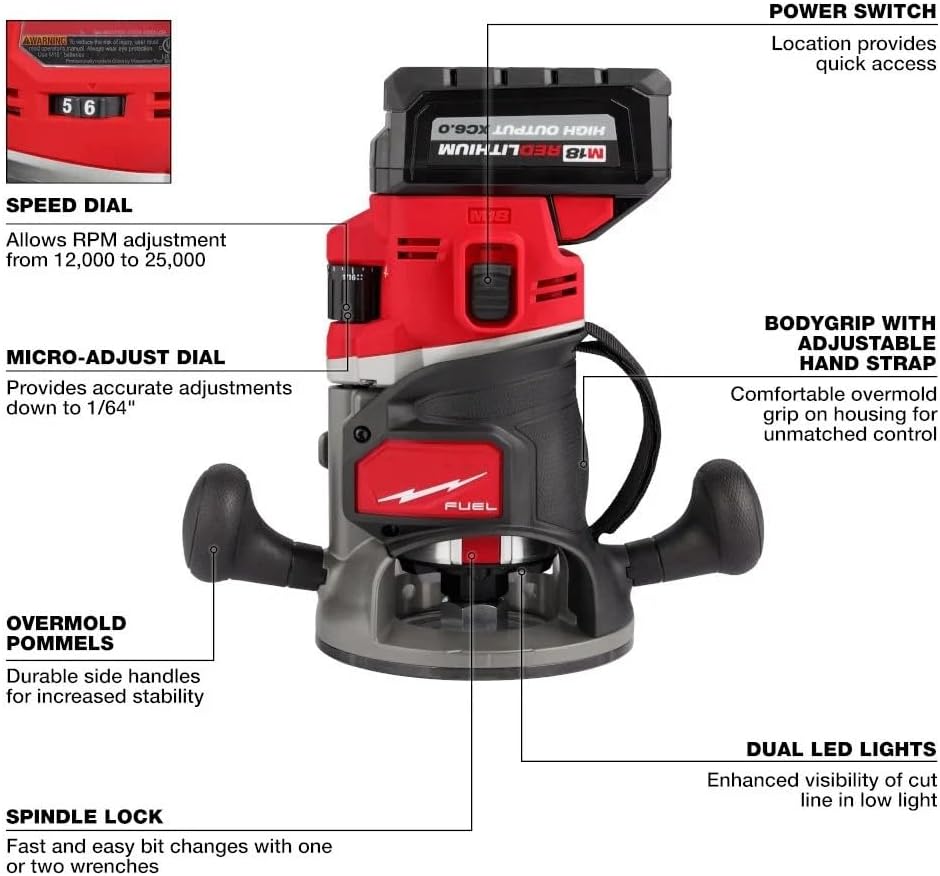 2838-21 Cordless Router for Milwaukee M18 18V FUEL 1/2' Router Kit - NEW